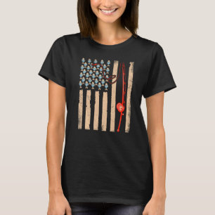 Kleding voor vissen met vintage Usa-vlag Bass-viss T-shirt