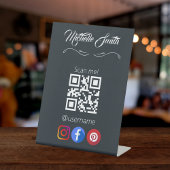 Kleding Zwart Wit Grijs Grijs QR Code Reclamebord Met Voetstuk