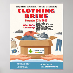 Kledingaandrijving Donatie Flyer ontwerp Poster