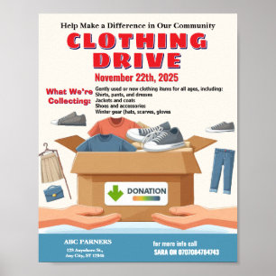 Kledingaandrijving Donatie Flyer ontwerp Poster