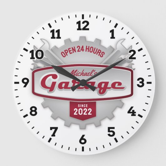 Kledinggereedschappen Man Cave Wall Clock Grote Klok (Voorkant)