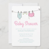 Kledinglijn Baby shower Uitnodiging (Voorkant)