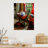 Kledingmandje en garen poster (Keuken)