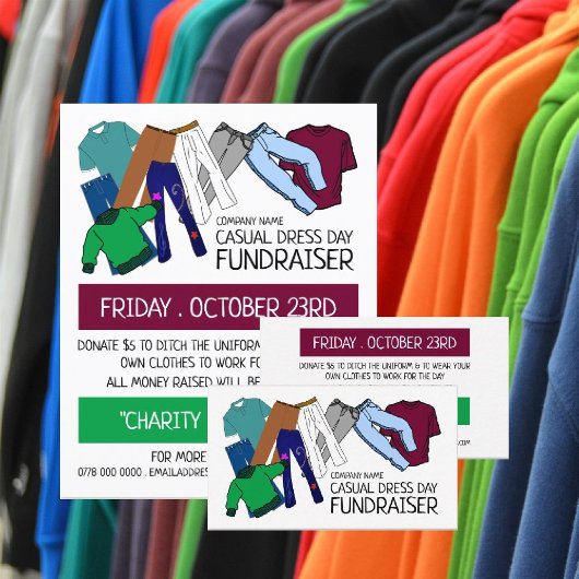 Kledingontwerp, Advertentie voor Casual Dress Day  Flyer