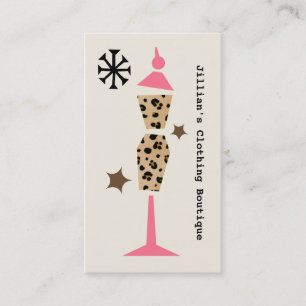 Kledingwinkel Boutique - Leopard Pink Dress Form Visitekaartje