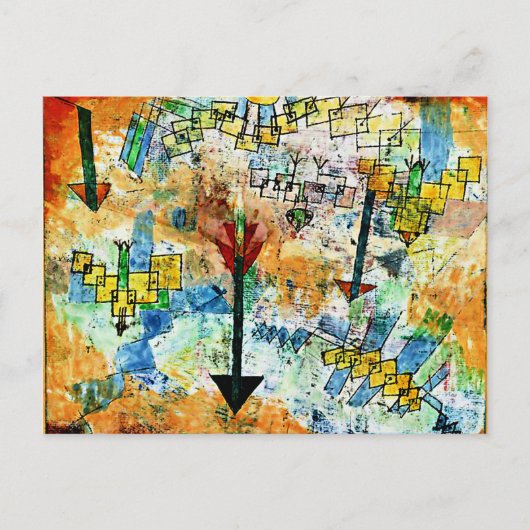 Klee - Birds die omlaag drijven en pijlen Briefkaart (Voorkant)