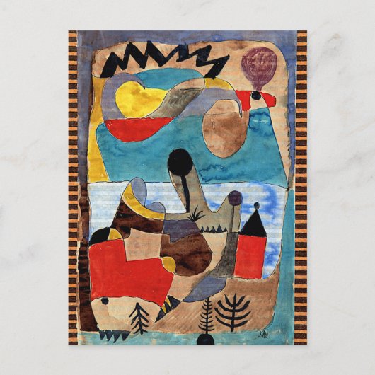 Klee - Castle-landschap met zwarte blikseminslag Briefkaart (Voorkant)