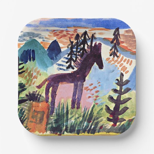 Klee - Het paard, beroemd schilderij Papieren Bordje (Voorkant)