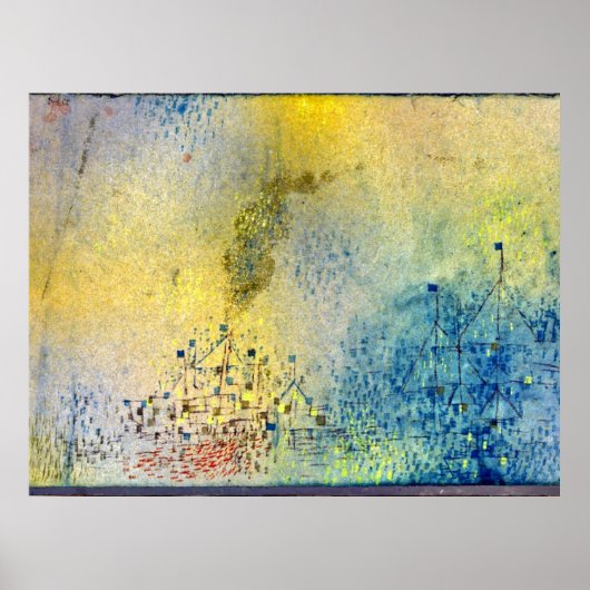 Klee - Hot Evening in de haven, abstracte kunst Poster (Voorkant)