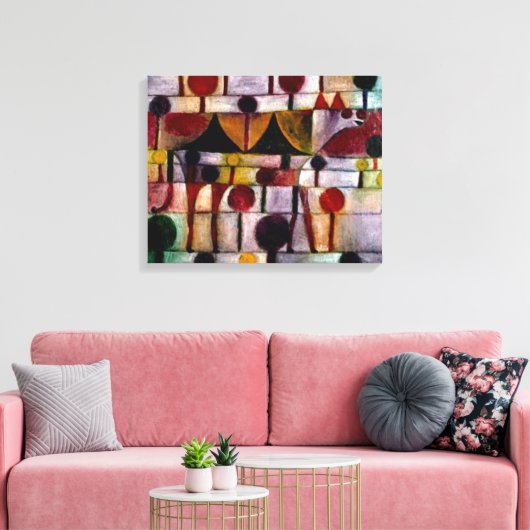 Klee - Kamel in Rhythmischer Baumlandschaft Klein Canvas Afdruk (Insitu (Woonkamer))