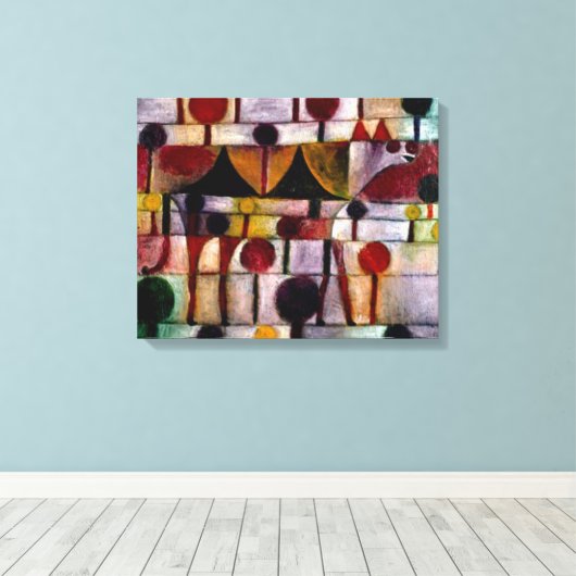 Klee - Kamel in Rhythmischer Baumlandschaft Klein Canvas Afdruk (Insitu (Houten vloer))