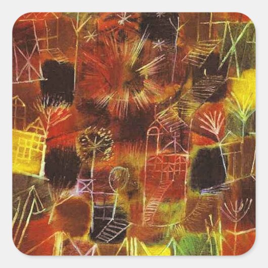 Klee - Kosmische Compositie Vierkante Sticker (Voorkant)