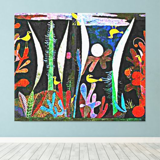 Klee - Landschap met gele vogels Canvas Afdruk (Insitu (Houten vloer))