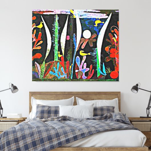 Klee - Landschap met gele vogels Canvas Afdruk (Insitu (Slaapkamer))