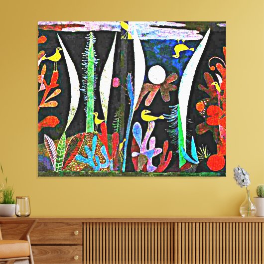 Klee - Landschap met gele vogels Canvas Afdruk (Insitu (Woonkamer))