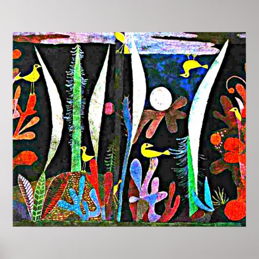 Klee - Landschap met gele vogels Poster (Voorkant)