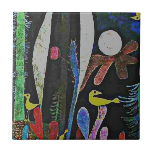 Klee - Landschap met gele vogels Tegeltje (Voorkant)