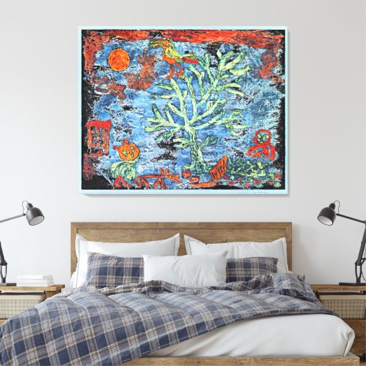 Klee - Landschap met populieren, Canvas Afdruk (Insitu (Slaapkamer))