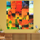 Klee - Rode en Witte Domes, abstract schilderen, Canvas Afdruk (Insitu (Woonkamer))