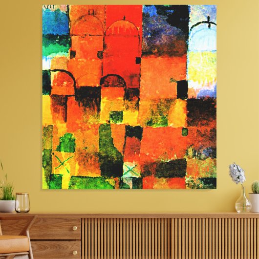 Klee - Rode en Witte Domes, abstract schilderen, Canvas Afdruk (Insitu (Woonkamer))