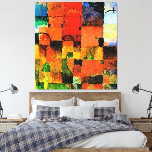 Klee - Rode en Witte Domes, abstract schilderen, Canvas Afdruk (Insitu (Slaapkamer))