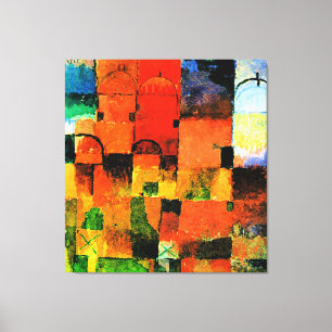 Klee - Rode en Witte Koepels, abstracte schilderij Canvas Afdruk