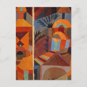 Klee Temple Gardens, kleurrijk Abstract kubisme Briefkaart