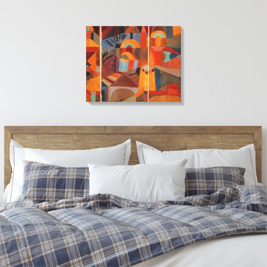 Klee Temple Gardens, kleurrijk Abstract kubisme Canvas Afdruk (Insitu (Slaapkamer))