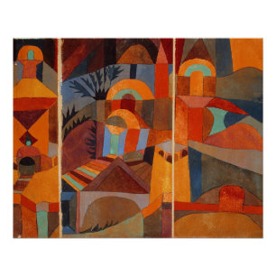 Klee Temple Gardens, kleurrijk Abstract kubisme Perfect Poster