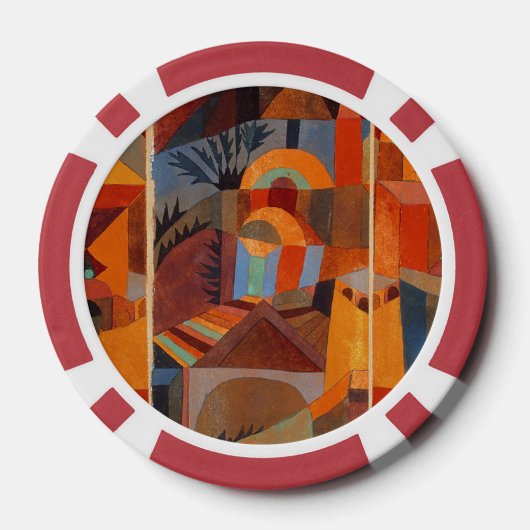 Klee Temple Gardens, kleurrijk Abstract kubisme Poker Chips (Achterkant)