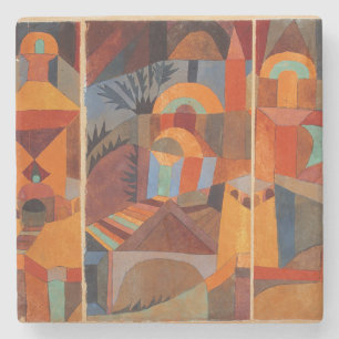 Klee Temple Gardens, kleurrijk Abstract kubisme Stenen Onderzetter