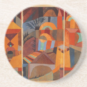 Klee Temple Gardens, kleurrijk Abstract kubisme Zandsteen Onderzetter