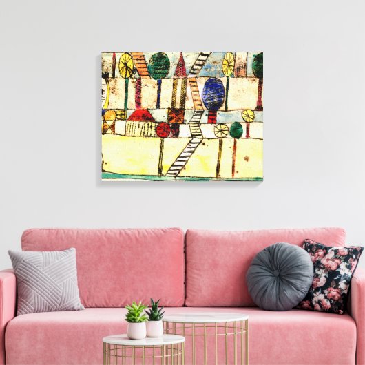 Klee - The Crazy Village Canvas Afdruk (Insitu (Woonkamer))