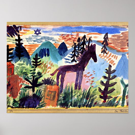 Klee - The Horse, beroemd schilderij Poster (Voorkant)