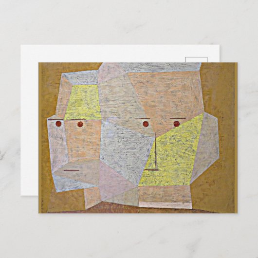 Klee - Twee hoofden Briefkaart (Voorkant / Achterkant)