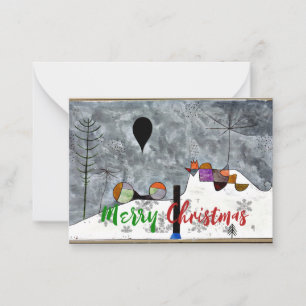 Klee - Winter Schilderij, Kerstgroeten Notitiekaartje