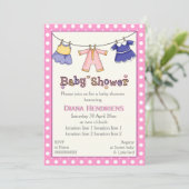 Kleed babymeisje douche gepersonaliseerd kaart (Staand voorkant)