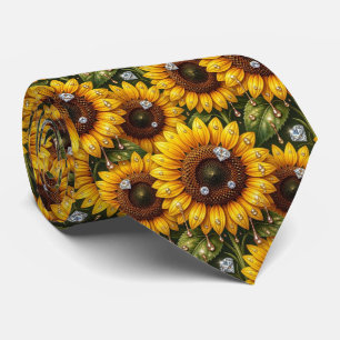 Kleed Je Casual Zonnebloemen en Diamanten Stropdas