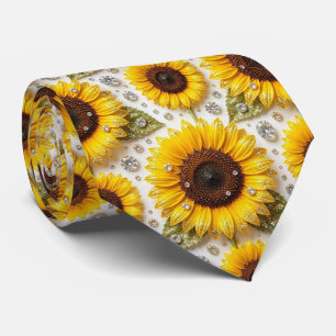 Kleed Je Casual   Zonnebloemen en Diamanten Stropdas
