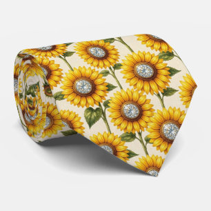 Kleed Je Casual   Zonnebloemen en Diamanten Stropdas