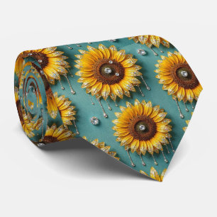 Kleed Je Casual   Zonnebloemen en Diamanten Stropdas