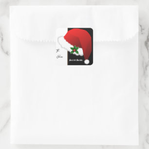 Kleefstickersetiket Secret Santa Vierkante Sticker