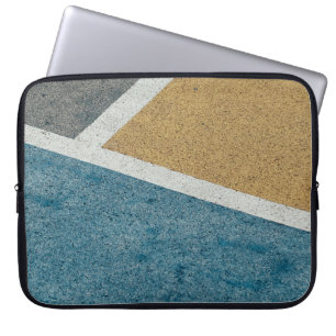 Klei grijs, geel en blauw geverfde beweging van kl laptop sleeve