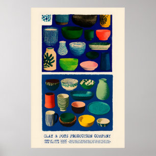 Klei & Potten Poster Midcentury Keramische Kunstpr