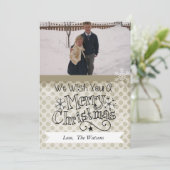 Klei Stippen op witte vrolijke kerst fotokaart Feestdagenkaart (Staand voorkant)