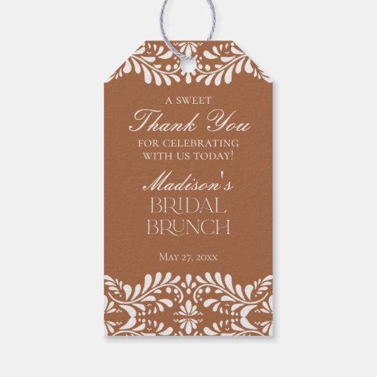 Klei Talavera Tegel Fiesta Bruids Brunch Favoriet Cadeaulabel (Achterkant)