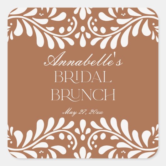 Klei Talavera Tegel Spaanse Fiesta Bruidsbrunch Vierkante Sticker (Voorkant)