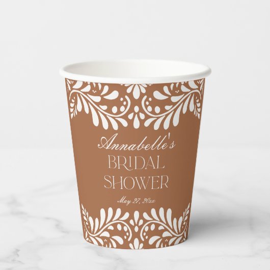 Klei Talavera Tegel Spaanse Fiesta Bruidsfeest Papieren Bekers (Achterkant)