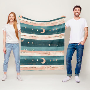 Klei & Teal Stam Stars en Maan Streep Fleece Deken