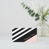 Klei zwart-wit roos goudglitter visitekaartje (Staand voorkant)